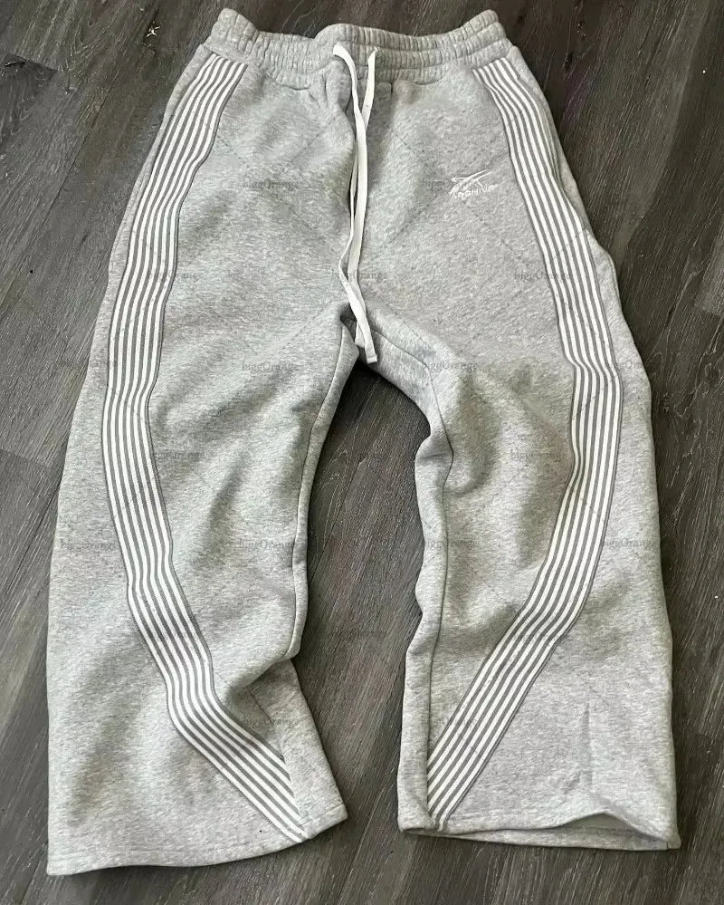 Men's straight legs wide pants fitness training casual sports outdoor running trousers fashion American style brand sports pants