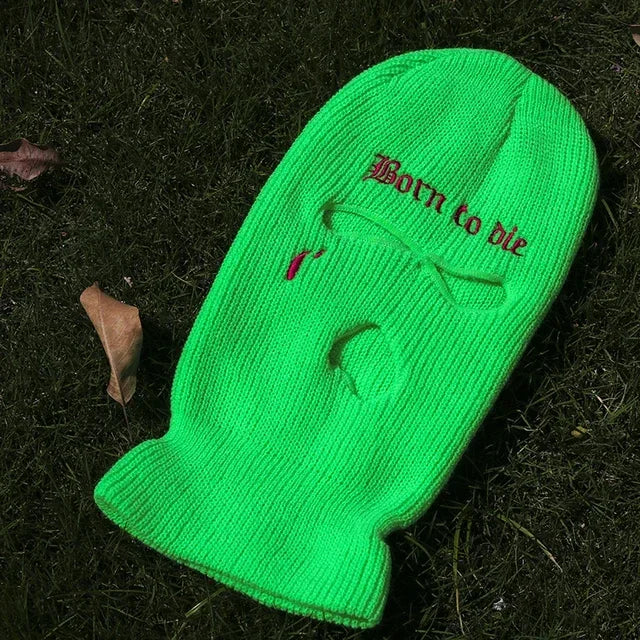 Embroidery Balaclava 3 Hole Full Face Mask Army Tactical Mask Ski Winter Hat Halloween Party Balaclava Cycling Hedging Cap