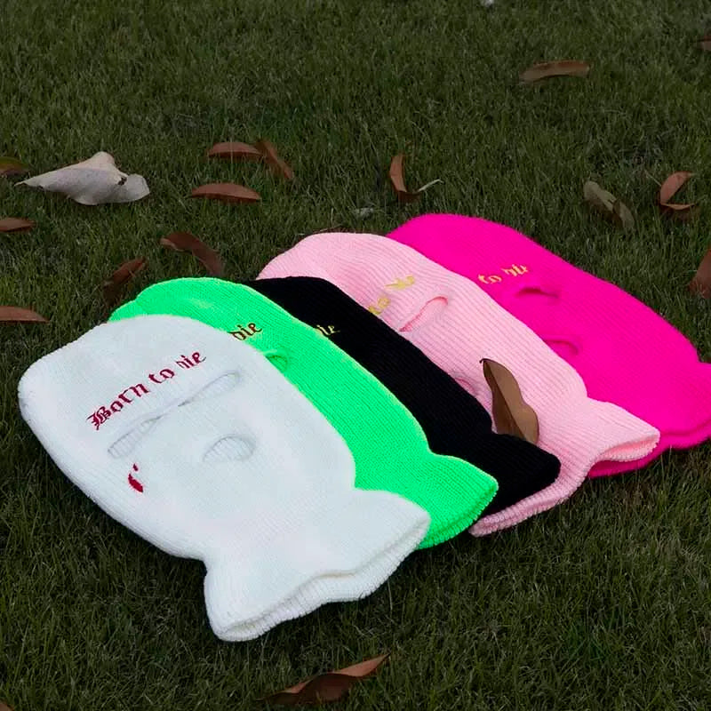 Embroidery Balaclava 3 Hole Full Face Mask Army Tactical Mask Ski Winter Hat Halloween Party Balaclava Cycling Hedging Cap