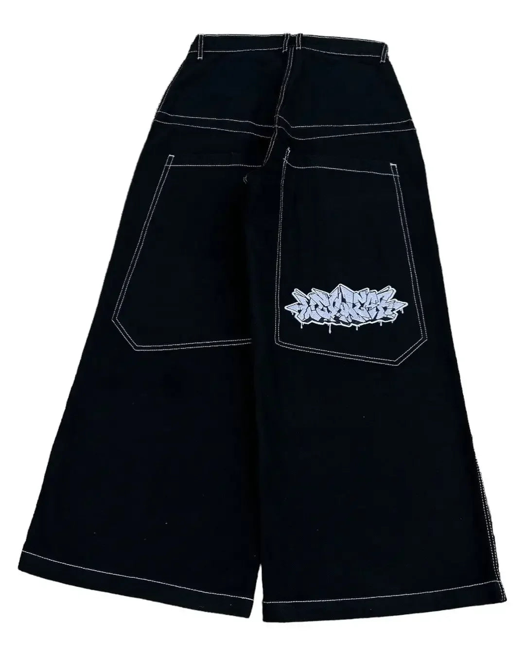 Harajuku Money Print Streetwear Jeans High Waist Wide Trouser Black Pants Streetwear Men Hip Hop Women Embroider Y2k Baggy Jeans