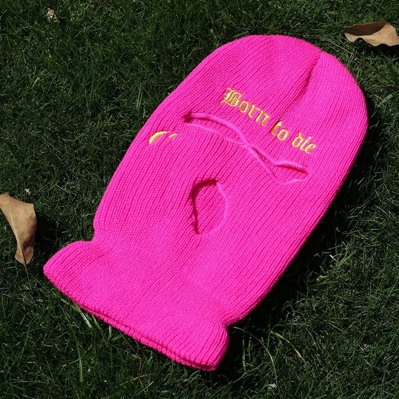 Embroidery Balaclava 3 Hole Full Face Mask Army Tactical Mask Ski Winter Hat Halloween Party Balaclava Cycling Hedging Cap