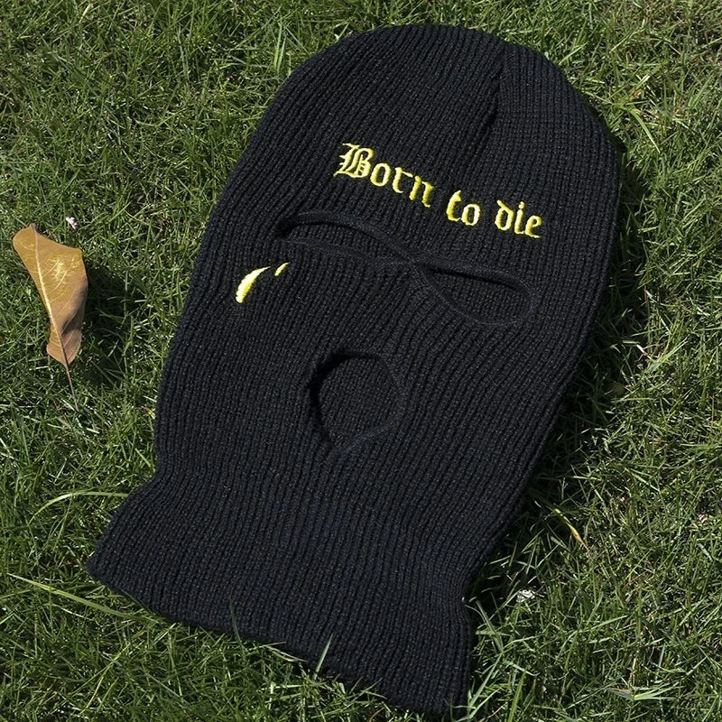 Embroidery Balaclava 3 Hole Full Face Mask Army Tactical Mask Ski Winter Hat Halloween Party Balaclava Cycling Hedging Cap