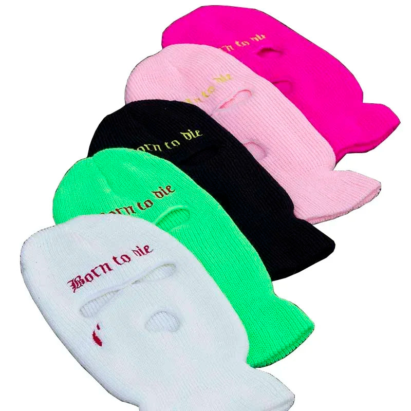 Embroidery Balaclava 3 Hole Full Face Mask Army Tactical Mask Ski Winter Hat Halloween Party Balaclava Cycling Hedging Cap