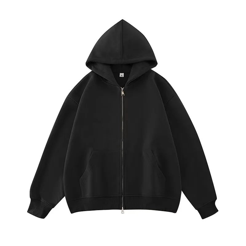 Hip Hop Graphic Print Hoodie Men Women Y2K Retro Streetwear Unisex Loose Zipper Sweatshirt for Rap Rock Punk Fashion