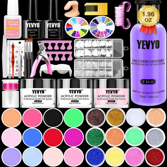 Acrylic Boss Kit – 24 Glitter Powders + Tips + Brushes for Badass Nails