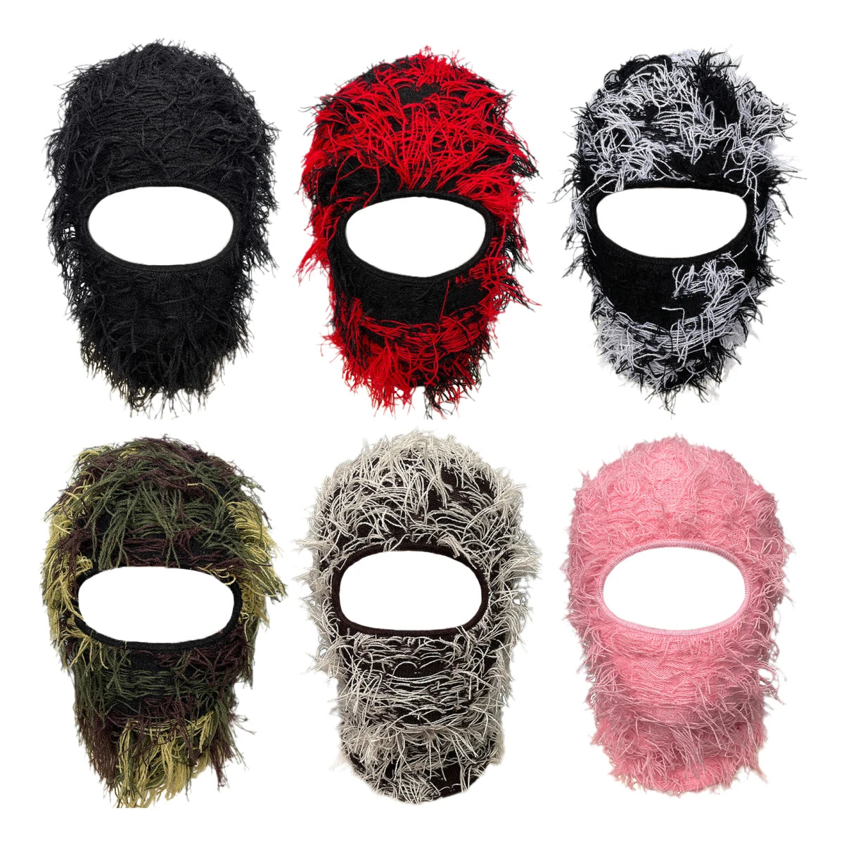 Balaclava Distressed Knitted Full Face Ski Mask for Men Women Beanies Hats Skullies Camouflage Winter Warm Bonnet Windproof Hats