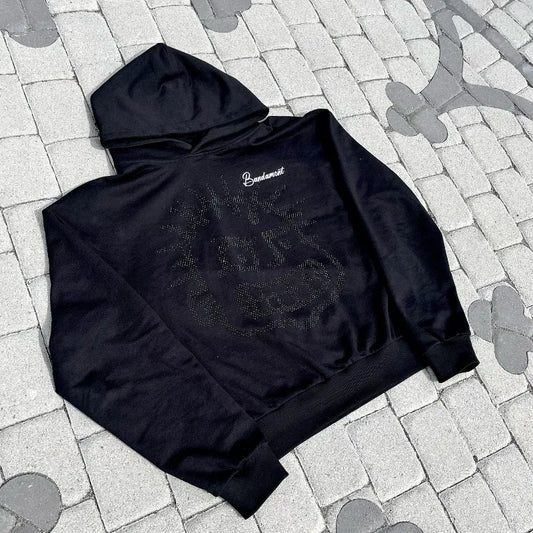 Harajuku Vintage Dark men hoodie Y2k Design Hot Diamond Sweatshirt Winter Hip Hop fashion Trend Cartoon loose couple jumper