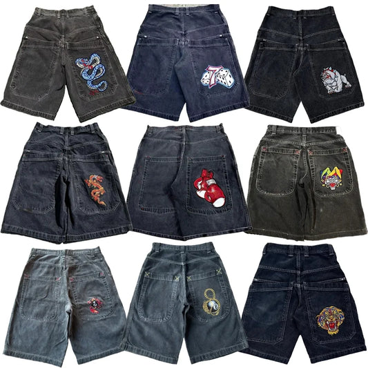 Y2K Baggy Shorts vintage American Streetwear printing Denim Shorts 2000s Hip Hop Men Women Casual Basketball Shorts Streetwear