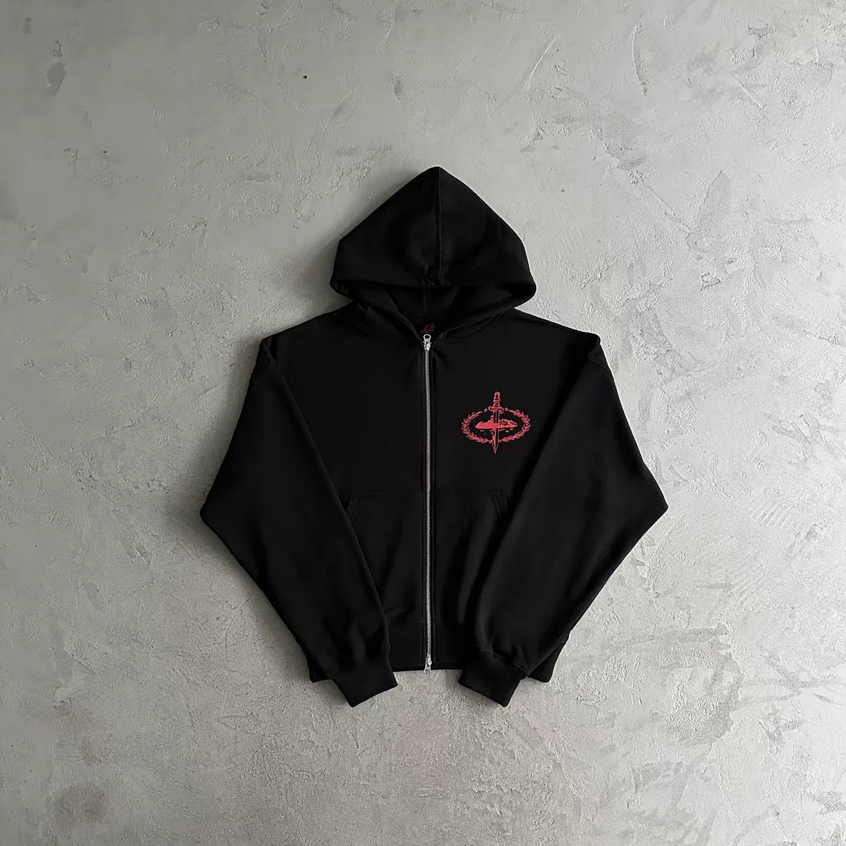 Y2K Trendy Sweatshirt Retro Streetwear Hip Hop Same Harajuku Zipper Hoodie Gothic Letter Printed Loose Sweatshirt Casual Pants