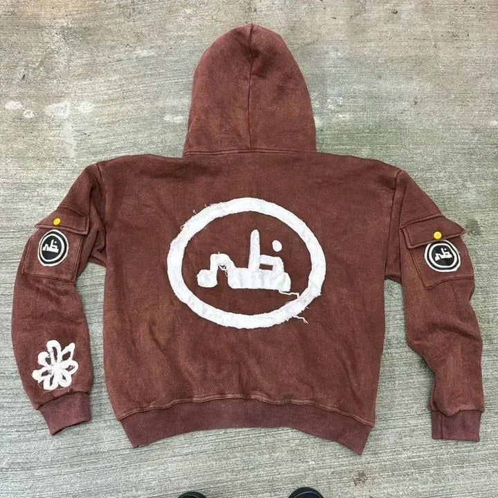 American Clothing New Harajuku Fashion Flash Diamond Oversized Letter Patch Hoodie Men Women Y2K Hip Hop Goth Casual Sweatshirt