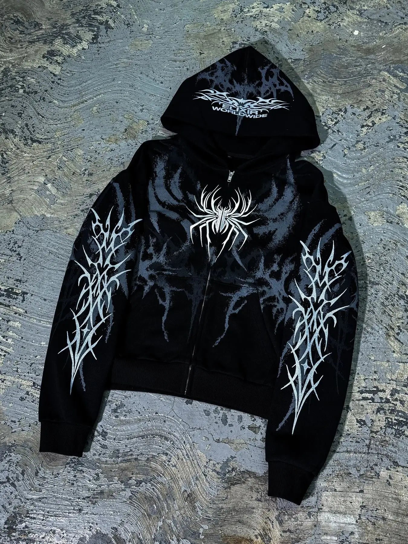 Hip Hop Graphic Print Hoodie Men Women Y2K Retro Streetwear Unisex Loose Zipper Sweatshirt for Rap Rock Punk Fashion