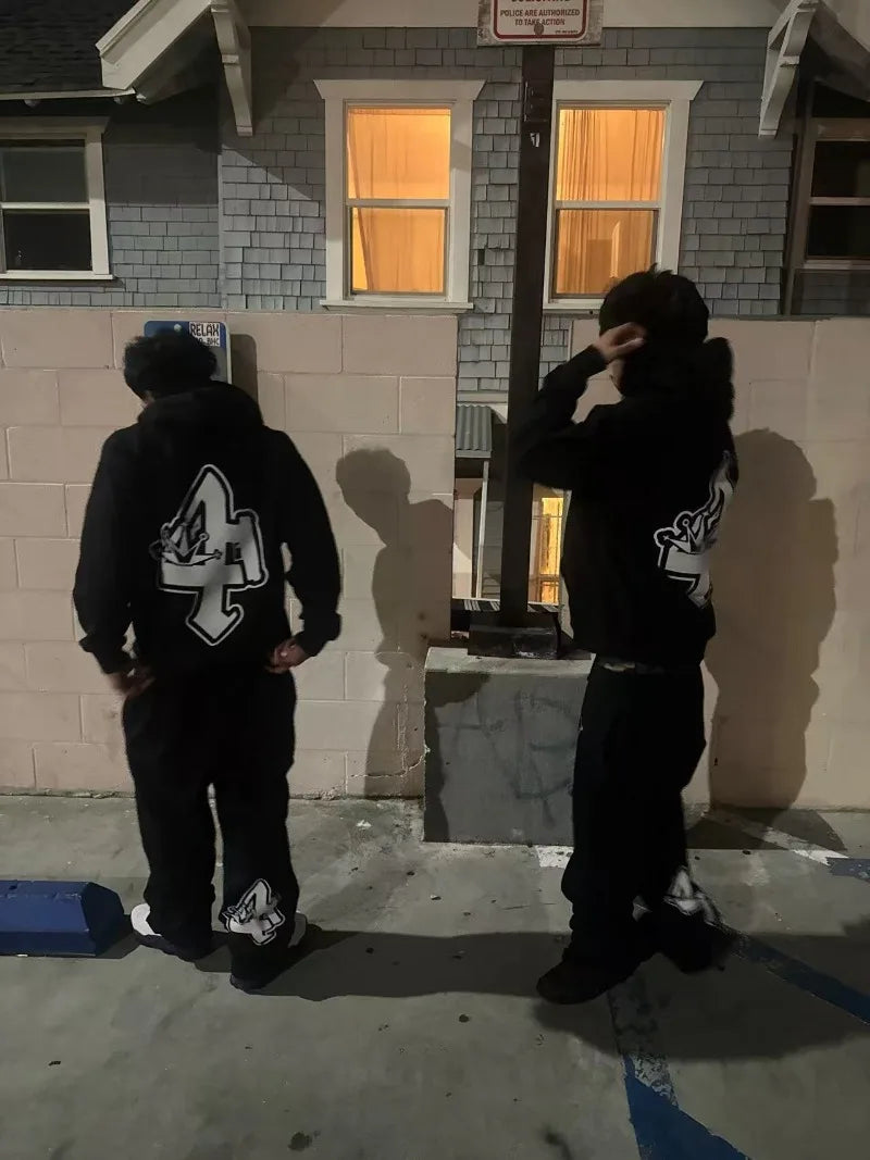 Harajuku streetwear men clothing Set 2025 New style American letter print sportswear fashionable new loose casual couple set