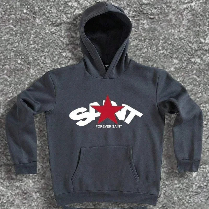 Two-piece black suit Y2K fashion pattern hoodie men clothing Harajuku Gothic women chic sports pants couple suit sportswear